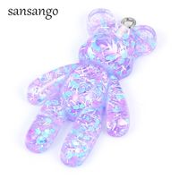 Wholesale 5pcs hand craft multicolor cute bear fantasy crystal resin charms pendant for girls children party jewelry bracelet accessories