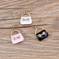 Wholesale mrhuang bow rhinestone lady bag enamel charms fit bracelet necklace hair jewelry accessory diy craft