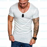 Wholesale Fashion New Mens Tops Summer V Neck Short Sleeve T Shirt Man Solid Color Casual Tees Size S XL