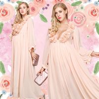 Wholesale Maternity Dresses For Po Shoot Long Maxi Dress Women Elegant Jersey Ruffle Pregnancy Flowers Gown Pography Props