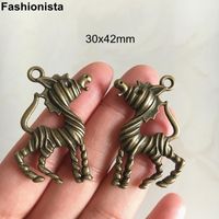 Wholesale Charms Animal Baby Zebra Pendant x42mm Antique Bronze Metal D Double Sided Horse DIY Crafts Accessories T