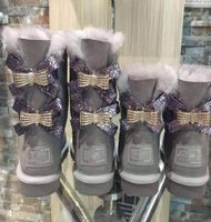 Wholesale 2021 new Australia snow boots Middle tube fashion warm women s cotton shoes Bowknot drill shoe size