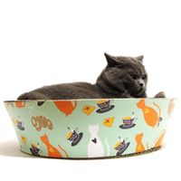 Wholesale Cat Beds Furniture Scratching Nest Nail Scraper Mat Fat Cats Sleeping Bed Bowl Shaped Corrugated Paper Catnip Kitten Rest Pad Pet Toy Supp