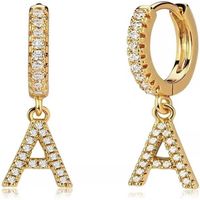 Wholesale 100PCS DHL Ct Round Diamond Initial Alphabet Letter Drop Dangle Earrings K Gold Plated Rhinestone Ear Rings Birthday Wedding Charms Ear Hoop Jewelry GT8BPZE