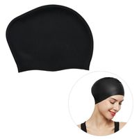 Wholesale Silicone Swimming Cap Practical Waterproof Swim Pool Hat Long Hair Ear Protection Caps For Women Female Black
