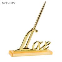 Wholesale Party Decoration Gold Wedding Silver Guest Book Signing Pen Love Sign Holder Table Decor Supplies