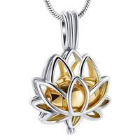 Wholesale 1pcs Stainless Steel Lotus Flower Keepsake Locket Necklace Hold Mini Gold Memorial Urn Jewelry For Cremation Ashes Of Loved One Pendant Neck