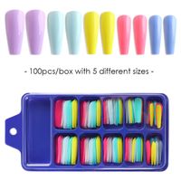 Wholesale 100pcs box Fake Nail Artificial Tips Full Cover Press on Long Ballerina Mix Candy Colorful Wearable Acrylic False Coffin Nails Extension Manicure Tool part
