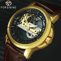 Wholesale Golden Bridge Automatic Mechanical Watch Men Transparent Dial Genuine Leather Strap Watches For Luxury Wristwatch Wristwatches