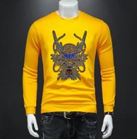 Wholesale Hip Hop Sweatshirt Autumn Winter Men Hoodies Warm Fleece vintage New Rhinestone Sportswear