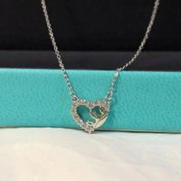 Wholesale luxury jewelry Necklaces Pendants sweater Sterling Silver Rhodium Plated designer thin chain diamond heart women fashion style Ornaments