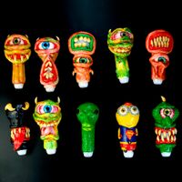 Wholesale 5 quot Tobacco Smoking Glass Hand Pipe D Evil Monster Face Character Bong
