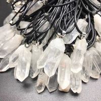 Wholesale Irregular DIY Natural Original White Crystal Stone Pendant Necklaces For Women Men Fashion Energy Jewelry With Rope Chain
