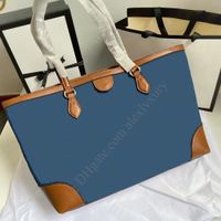 Wholesale Deep Blue Jacquard Denim Ophidia Medium Tote Women Fashion Large Capacity Shopping Bags Lady Classic Casual Shoulder Handbag