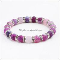 Wholesale Beaded Strands Bracelets Jewelry Purple Weathered Crystal Natural Stone Beads Charms Rhinestones Transfer Lucky Vintage Bracelet For Drop D