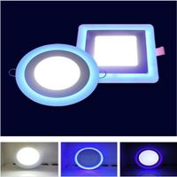 Wholesale Double colors slim led panel lights Blue Cool Warm White LED Recessed Ceiling Lamp Round Square Acrylic V Indoor decoration w w w