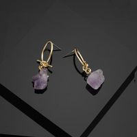 Wholesale Jaeeyin Fashion Gold Color Wire Knot Hand Made Purple Stone Semi Precious Stud Earrings Gift For Women Arrivals