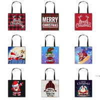 Wholesale Party Favor Merry christmas handbag cartoon xmas santa tree printed shopping bag large capacity hand bags polyester one shoulder NHA10178