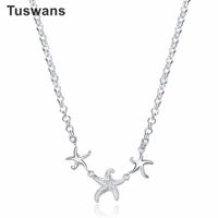 Wholesale Fashion Silver Plated Starfish Necklaces Pendants For Women Cute Animal Design Party Dress Jewelry TSSPCN910 Pendant