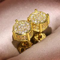 Wholesale Unisex Men Women Stud Earrings Gold Silver Plated Sparkling Luxury Shining Crystal CZ Simulated Diamond Earring Jewelry