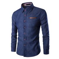 Wholesale Men s T Shirts High Quality Long Sleeve Denim Shirt Men Spring Solid Color Cotton Jeans For Casual Shirts