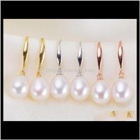 Wholesale Stud Jewelry Drop Delivery Mm Rice Type White Natural Fresh Water Earrings S925 Sier Clasp Fdufj