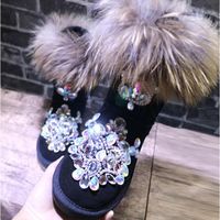 Wholesale Boots Rhinestone Gems Beaded Sequins Rivets Patent Leather Pearl Smooth Tweezers Hair Tube Waterproof Snow