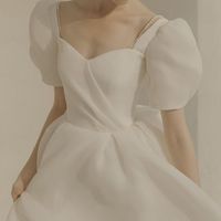 Wholesale Ethnic Clothing Bride White French A Line Wedding Dresses Elegant Short Sleeve Square Neck Backless Princess Party Gown