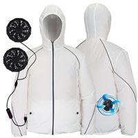 Wholesale Tactical Jacket Summer Cooling Fan Clothes speed USB Air Conditioning Heatstroke Outdoor Working Reflective Coat Jun1 Men s Jackets