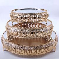 Wholesale Dishes Plates Metal Wedding Cake Stand Decoration Party Mirror Tray Dessert Electroplate Gold Cupcake Table Home Display Tools