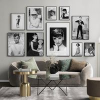 Wholesale Paintings Audrey Hepburn Black White Portrait Poster And Print Wall Art Canvas Painting Vintage Pictures For Living Room Bedroom Decor