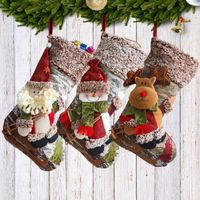 Wholesale Large Sleigh Santa Claus Snowman Stocking Fireplace Socks Kids Gift Bags Candy Holder Christmas Decor for Home
