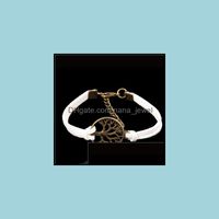 Wholesale Bracelets Jewelry Antique Sier Pendant Leather Personalized Tree Of Life Wish Charm Bracelet Drop Delivery Vhaq5