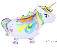 Wholesale Party Decoration Unicorn Walking Balloon Pet Birthday Event Supplies Aluminium Foil Kids Gifts RRF12551