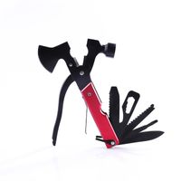Wholesale Thickened outdoor self driving travel equipment folding camping multifunctional axe red black aluminum handle portable tool