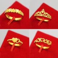 Wholesale Girls Euro Gold Adjustable Love Simple Korean Open Index Finger Ring Brass Plated Vietnamese Sand Female Jewelry SSJ