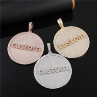 Wholesale High Quality Gold Plated Full Bling CZ Diamond Round Custom Name Letter Pendant Necklace for Mens Hip Hop Bling Jewelry Gift