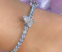 Wholesale Fashion Silver Diamond Anklet On Foot Ankle Bracelets For Women Leg Chain Jewelry Gift Cubic Butterfly Colors