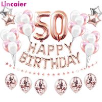 Wholesale Rose Gold Number Foil Balloons Happy Birthday Party Decorations th Years Old Fifty Man Woman Supplies Y0929