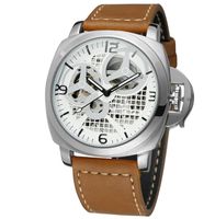Wholesale High quality Leisure lattice Hollow dial Fully automatic watches Buckle Simple eye Square imitation leather protection Mechanical watch
