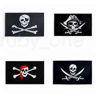 Wholesale 3x5fts Skull Cross Bones Pirate Flag Creepy Ragged Hallowmas Scary Banner Party Supplies Flags x150cm styles RRA4463