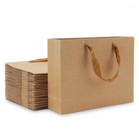 Wholesale Gift Wrap Kraft Paper Bags Inch X Brown Bags With Soft Cloth Handles Bulk Shopping