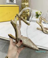 Wholesale Luxury Dress Shoes Casual Glitter Heels Sandals Italy High Quality Leather Womens Luxurys Designers Height Increasing Pointed Toe