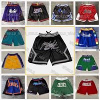 Wholesale All Team Basketball Just Don Shorts Sport Wear Hip Pop Pant With Pocket Zipper Sweatpants Blue White Black Red Mens Stitch Size S XXXL