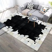Wholesale Black White Imitation Cowhide D Printed carpets Modern Nordic Home Decor Floor Rug Child Bedroom Play Area Rugs Kids Room Mats V2