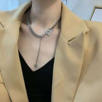 Wholesale Stainless Steel Letter B Pendan Necklaces Fashion Punk Jewelry Chain Chunky Necklace For Women Girl Pendant