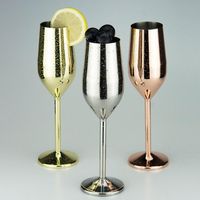Wholesale Shatterproof Stainless Champagne Glasses Brushed Gold Wedding Toasting Champagne Flutes Drink Cup Party Marriage Wine Cup