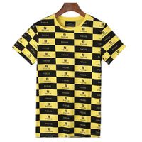 Wholesale T shirt Jet Fuel Check Yellow Stripe Plaid Tshirt Short Sleeves Round Neck for Men