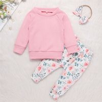 Wholesale Crew Neck Toddler Girl Clothes Pullover Sweater Trousers Clothing Sets Kids Baby Autumn Clothe Bow Hair Ring Soft Children s Wear dl N2