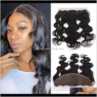 Wholesale Top Closures Extensions Products Drop Delivery Nami X4 Lace Frontal Body Wave Brazilian Virgin To Ear Human Hair Closure Natural Color
